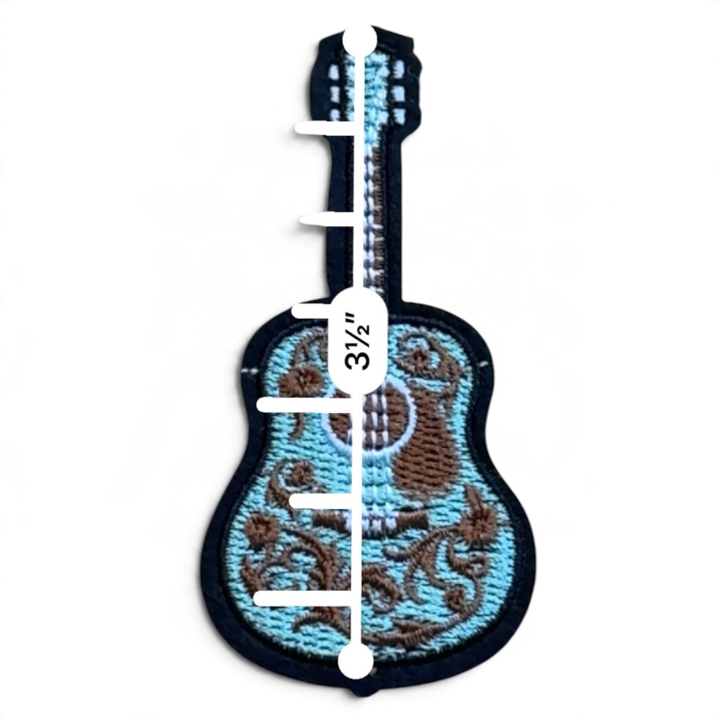 Embroidered Iron On Patch - Pretty Guitar