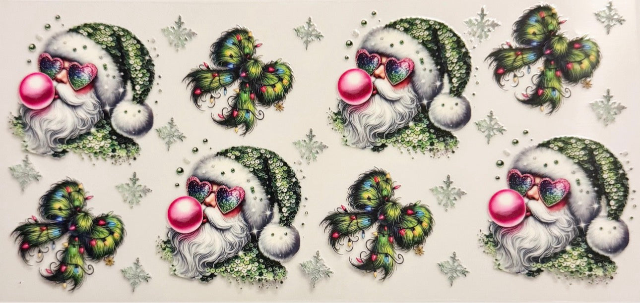 Glitzy Green Santa - UVDTF 16oz Wrap
