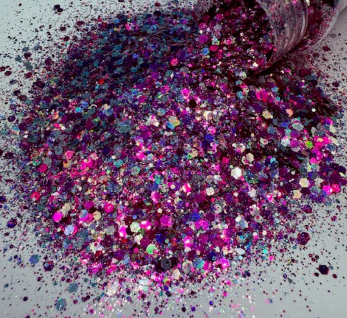Hurricane Party - Textured Holographic Pink and Silver Glitter