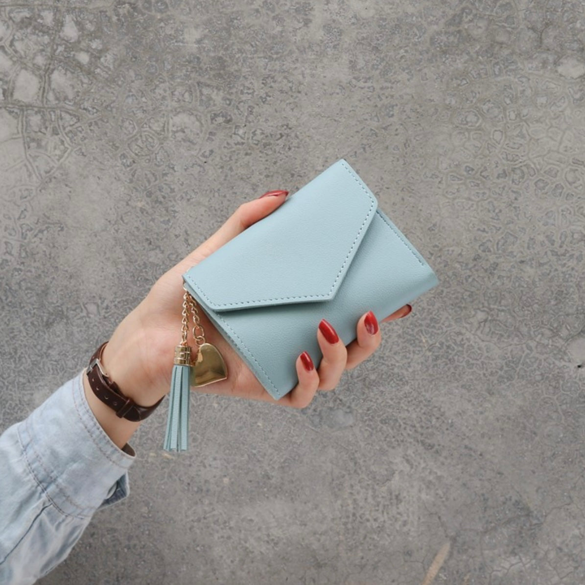 Wallet with Heart Charm and Tassel