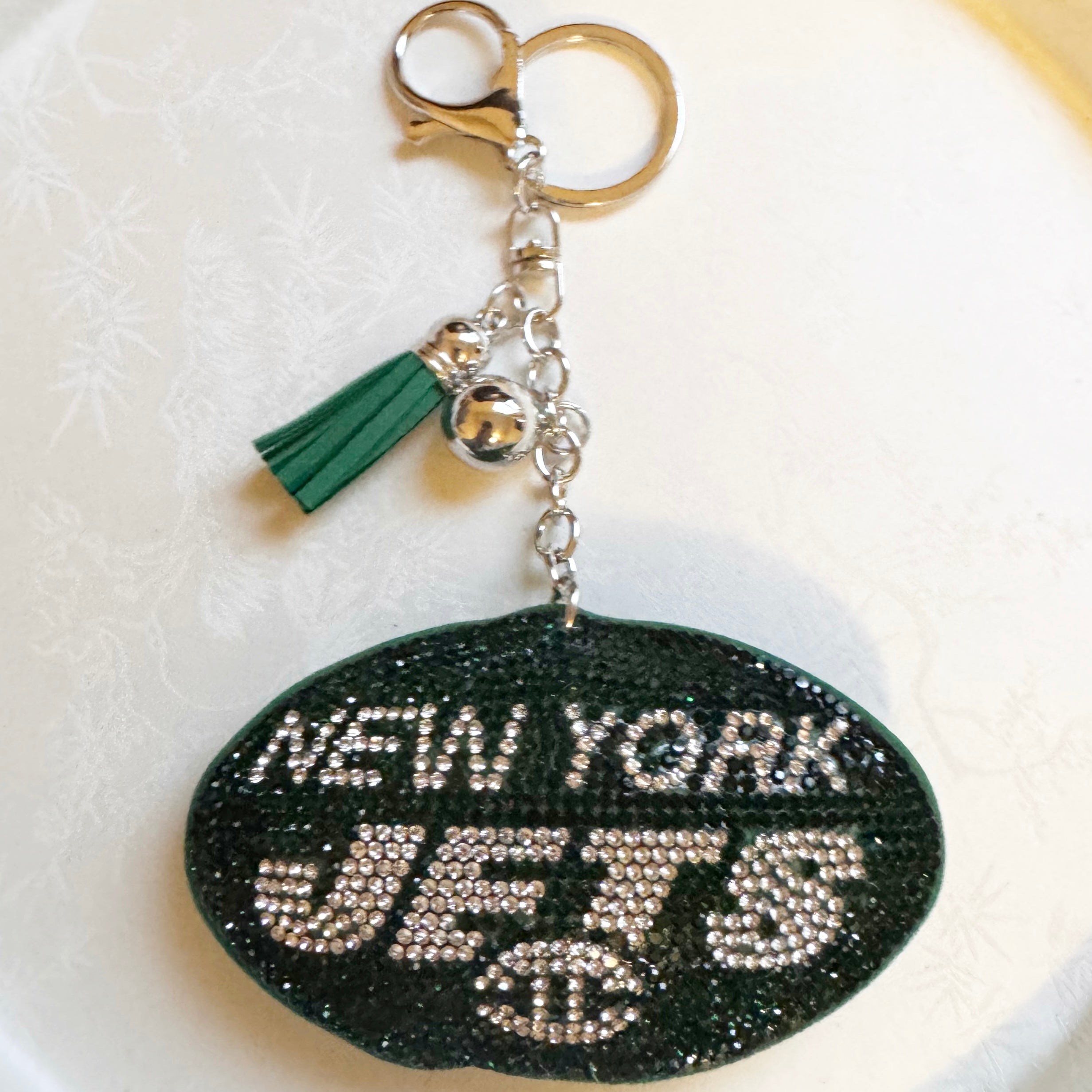 Jets Rhinestone Keychain