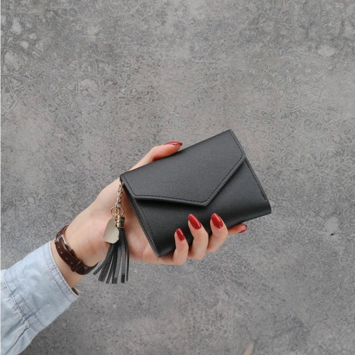 Wallet with Heart Charm and Tassel