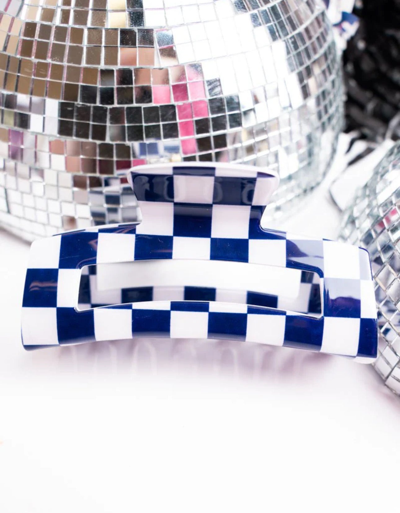 Blue and White Checkered Claw Hair Clip