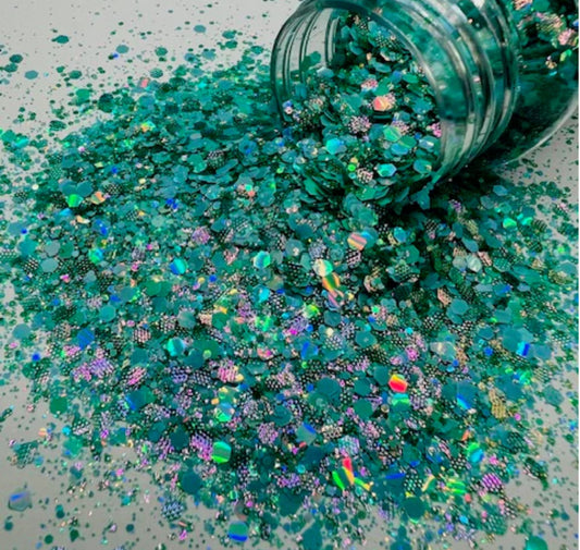 Glitch in the Matrix - Teal Holographic and Textured Custom Mixed Glitter