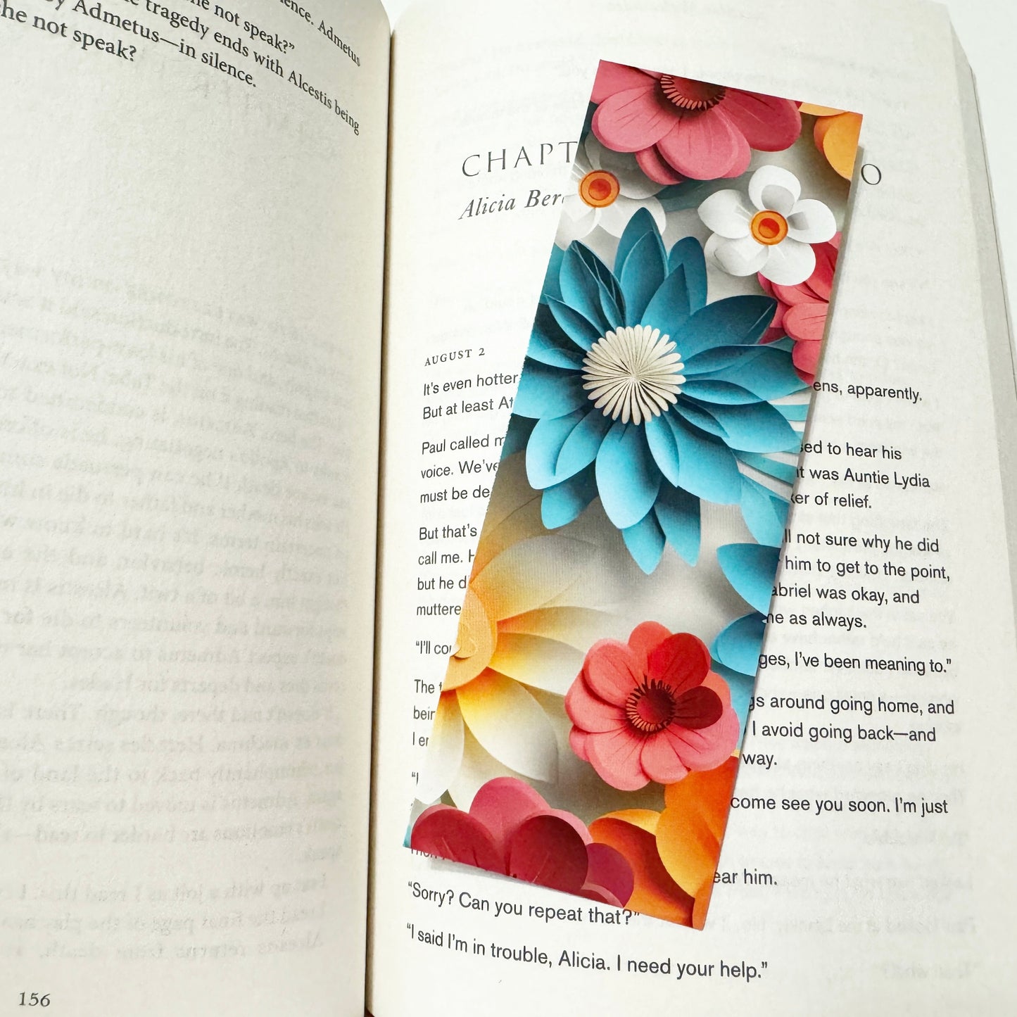 Gray Floral Dream Double Sided Bookmark