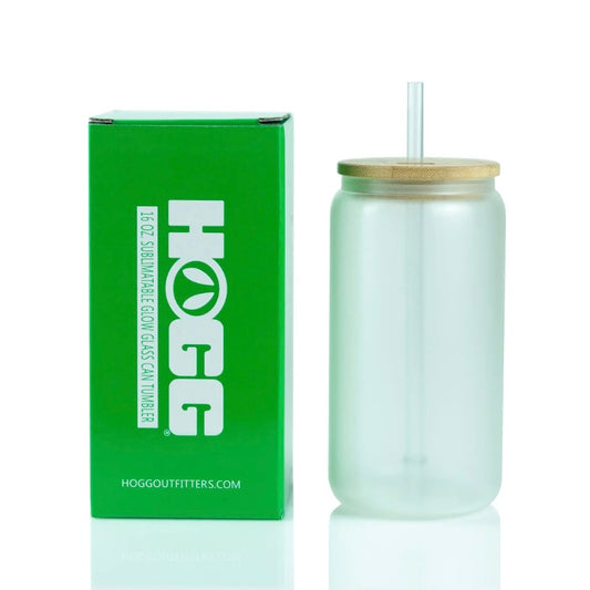 Glow In The Dark 16oz Can Glass with Bamboo Lid and Straw