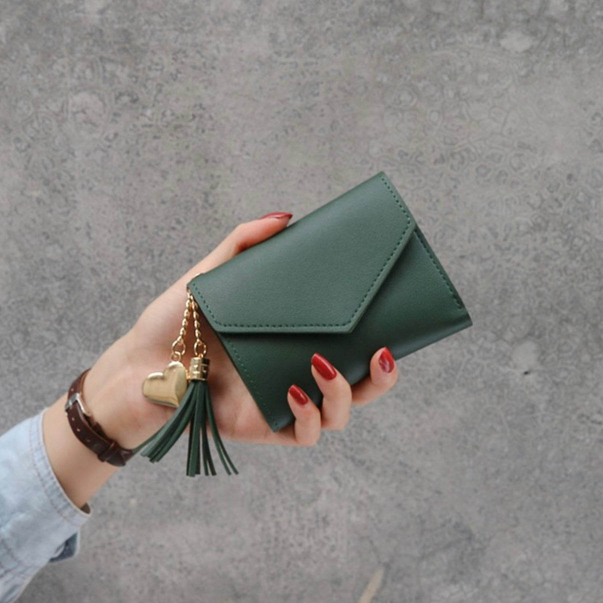 Wallet with Heart Charm and Tassel