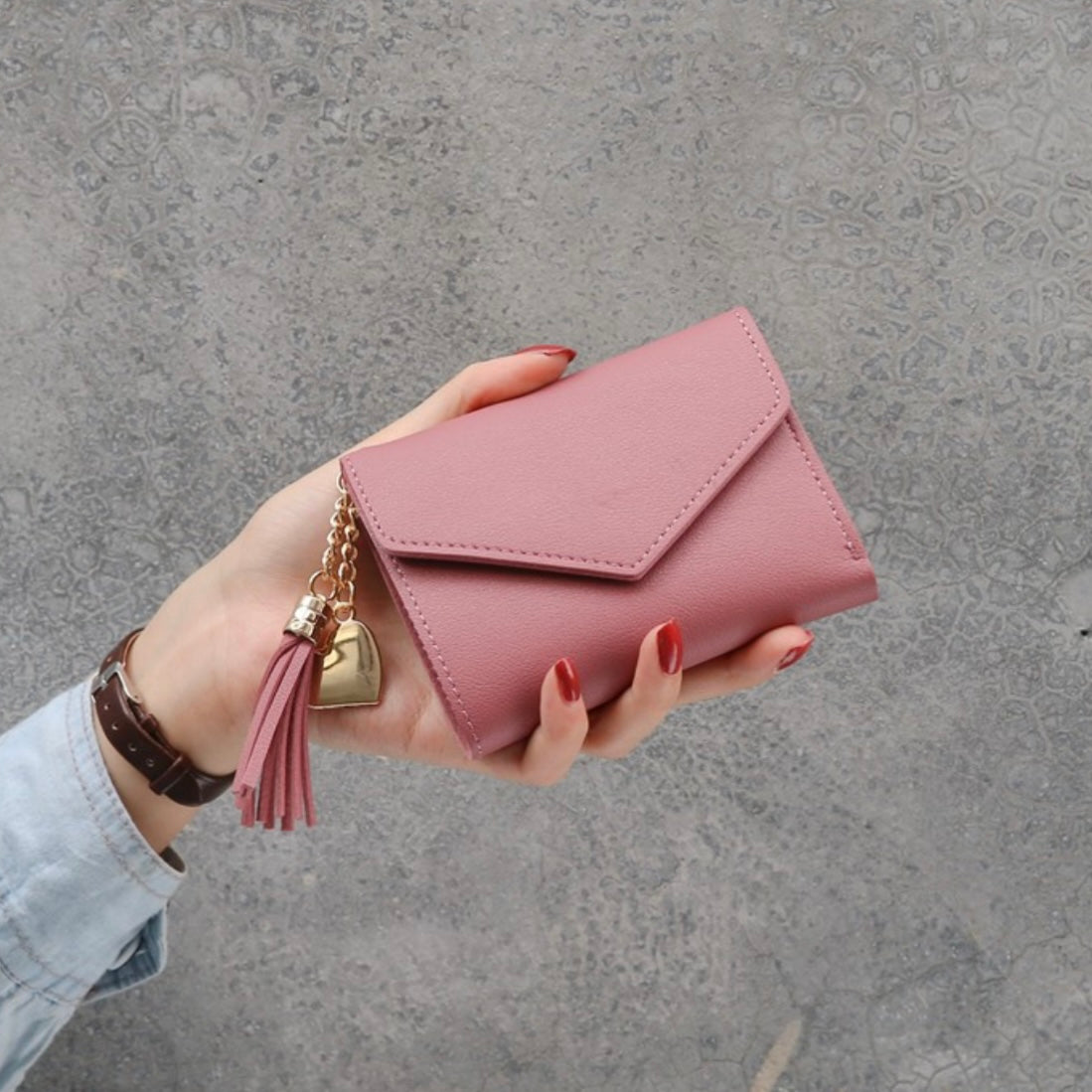 Wallet with Heart Charm and Tassel