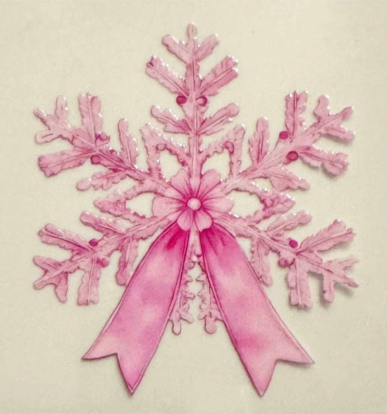 Pink Bow Snowflake - UVDTF Decal