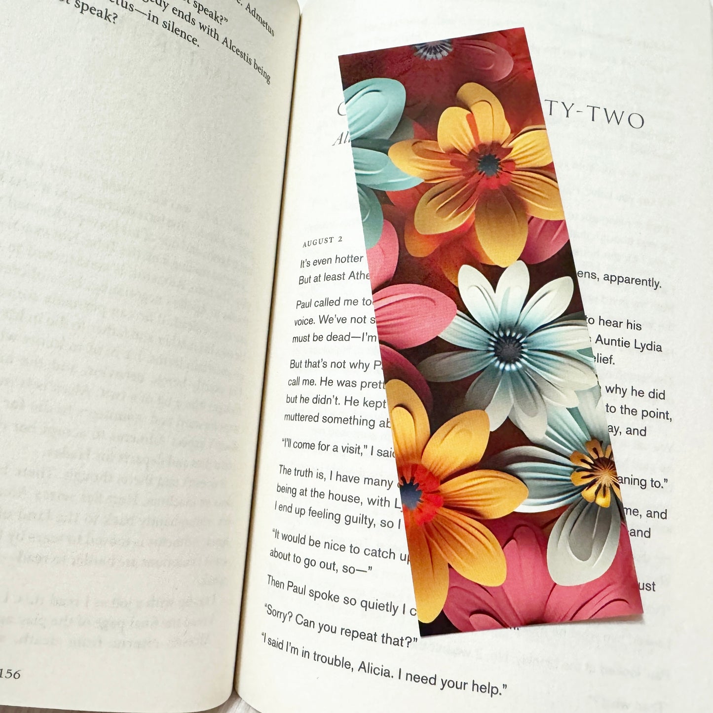 Red Floral Dream Double Sided Bookmark