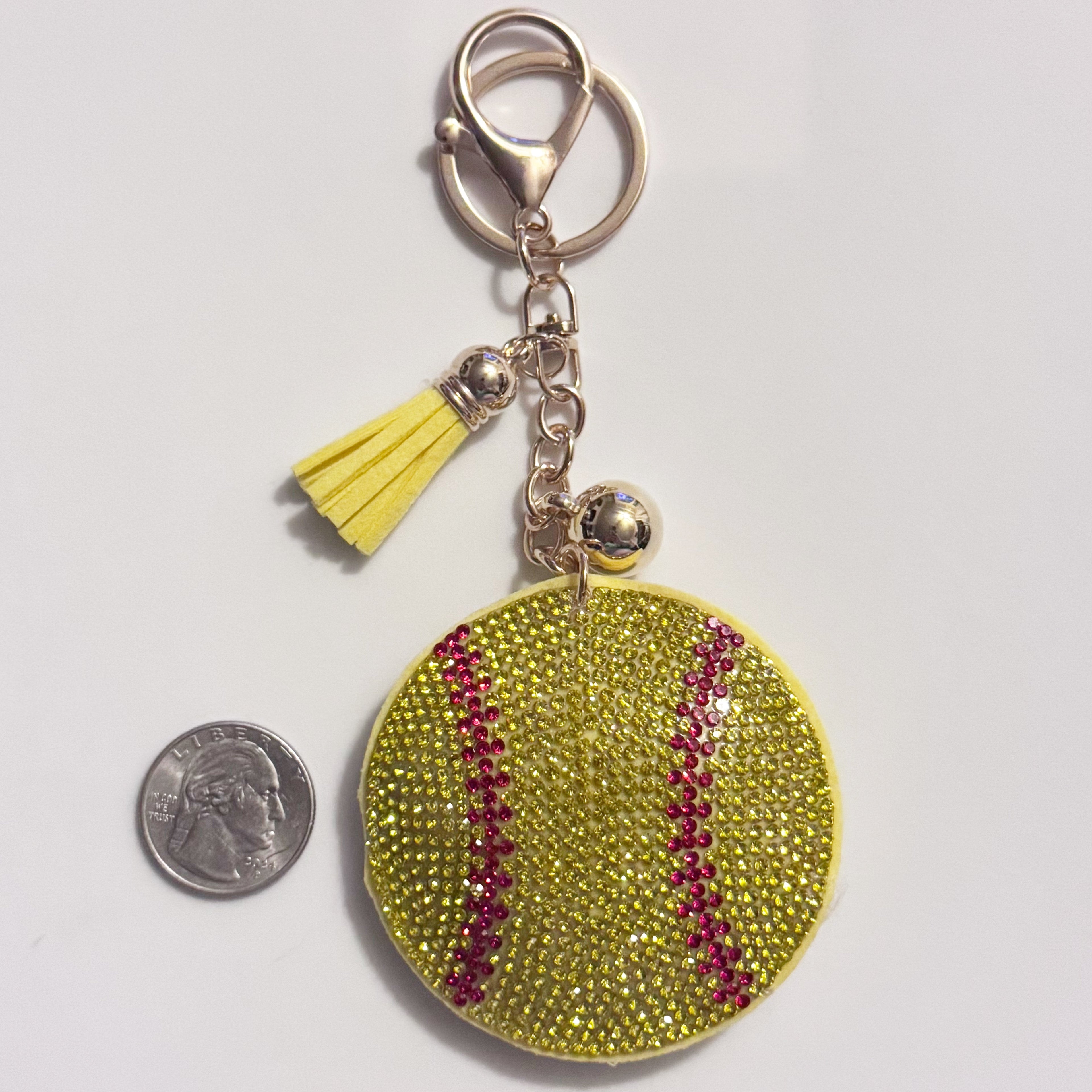 Softball Rhinestone Keychain