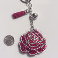 Red Rose Rhinestone Keychain