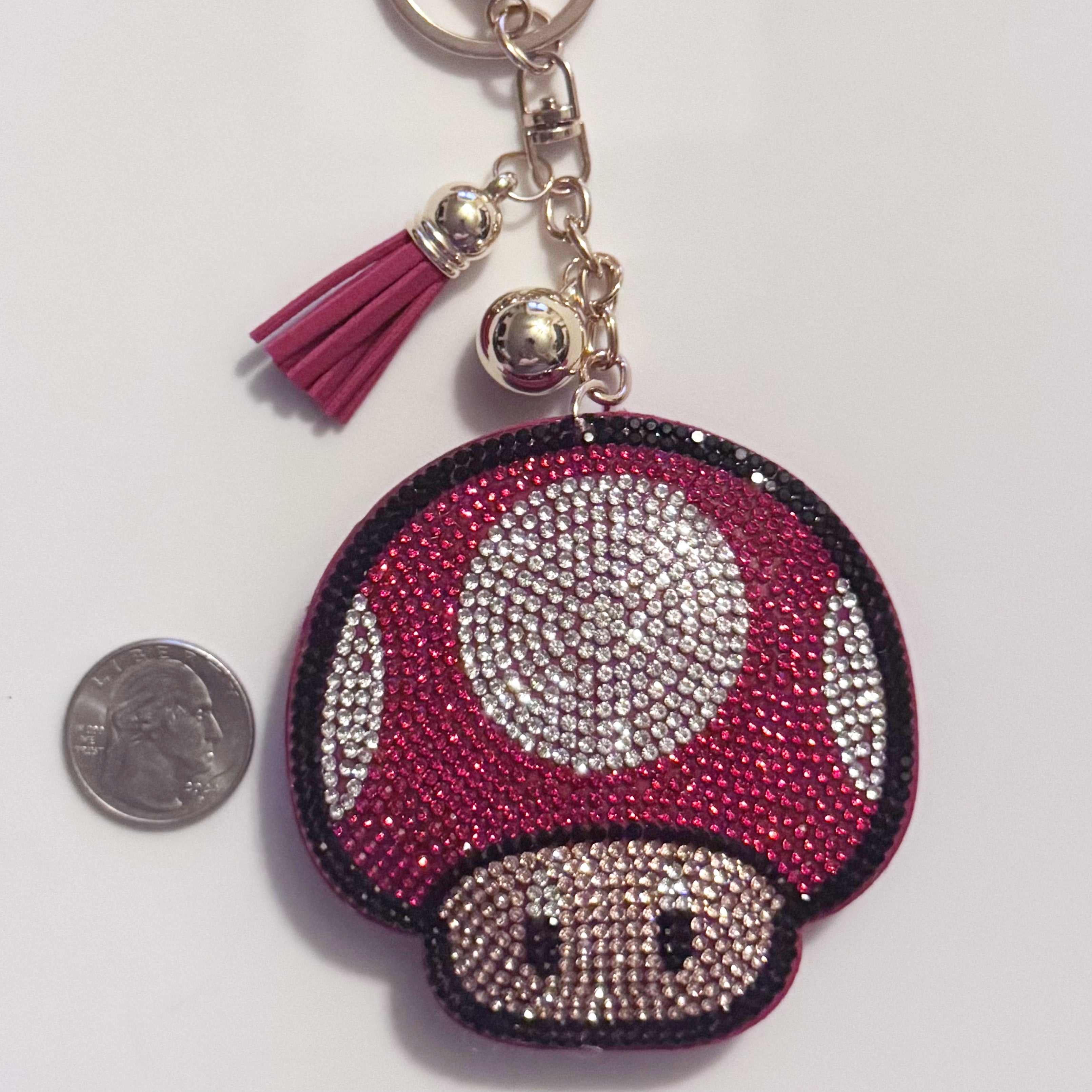 Toadstool Rhinestone Keychain