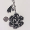 Black Rose Rhinestone Keychain