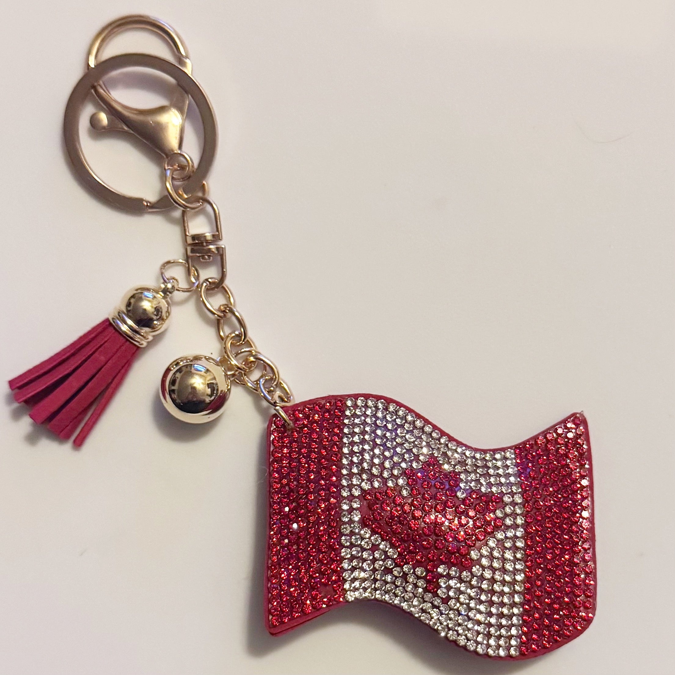 Canadian Flag Rhinestone Keychain