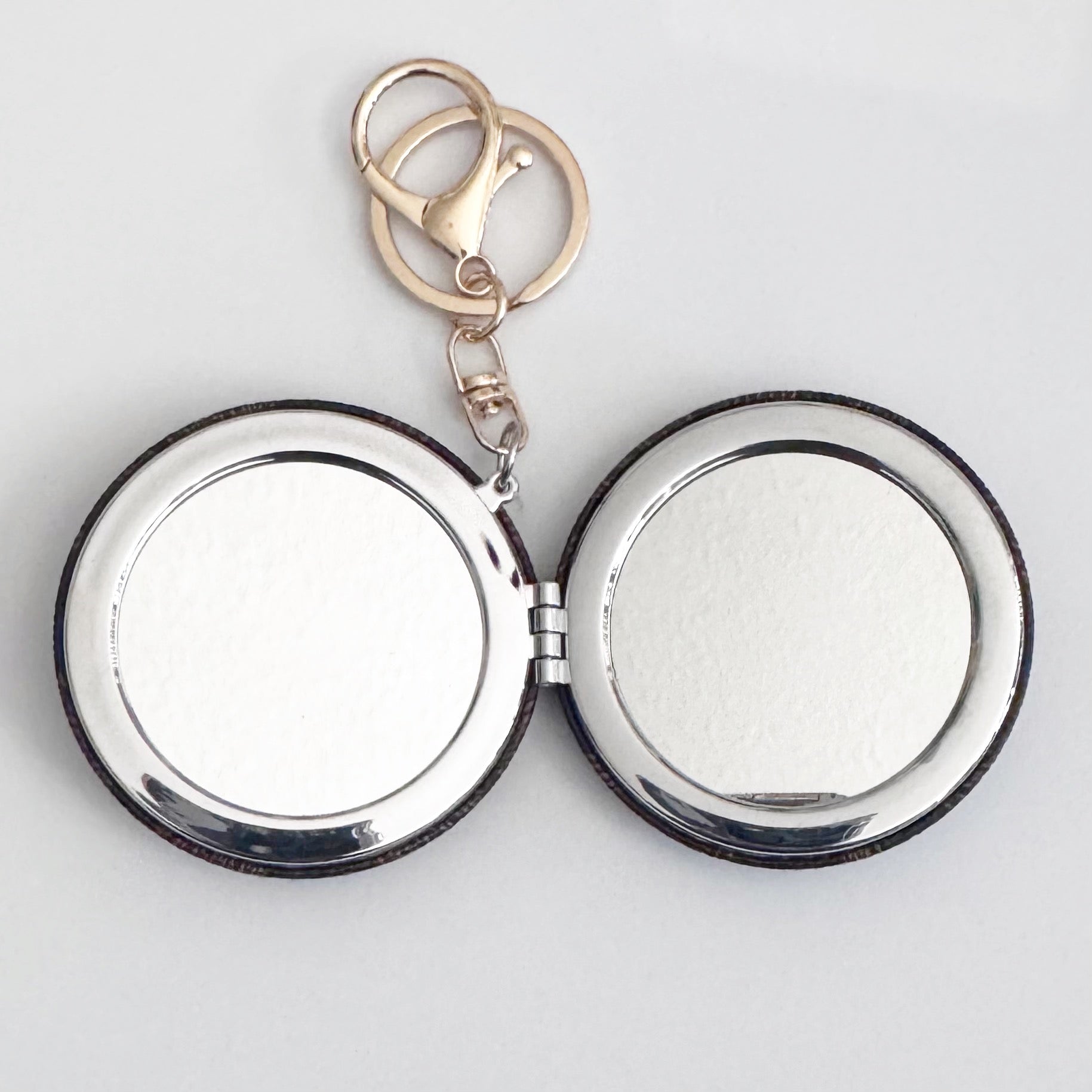 Brown Checkered Mirror Keychain