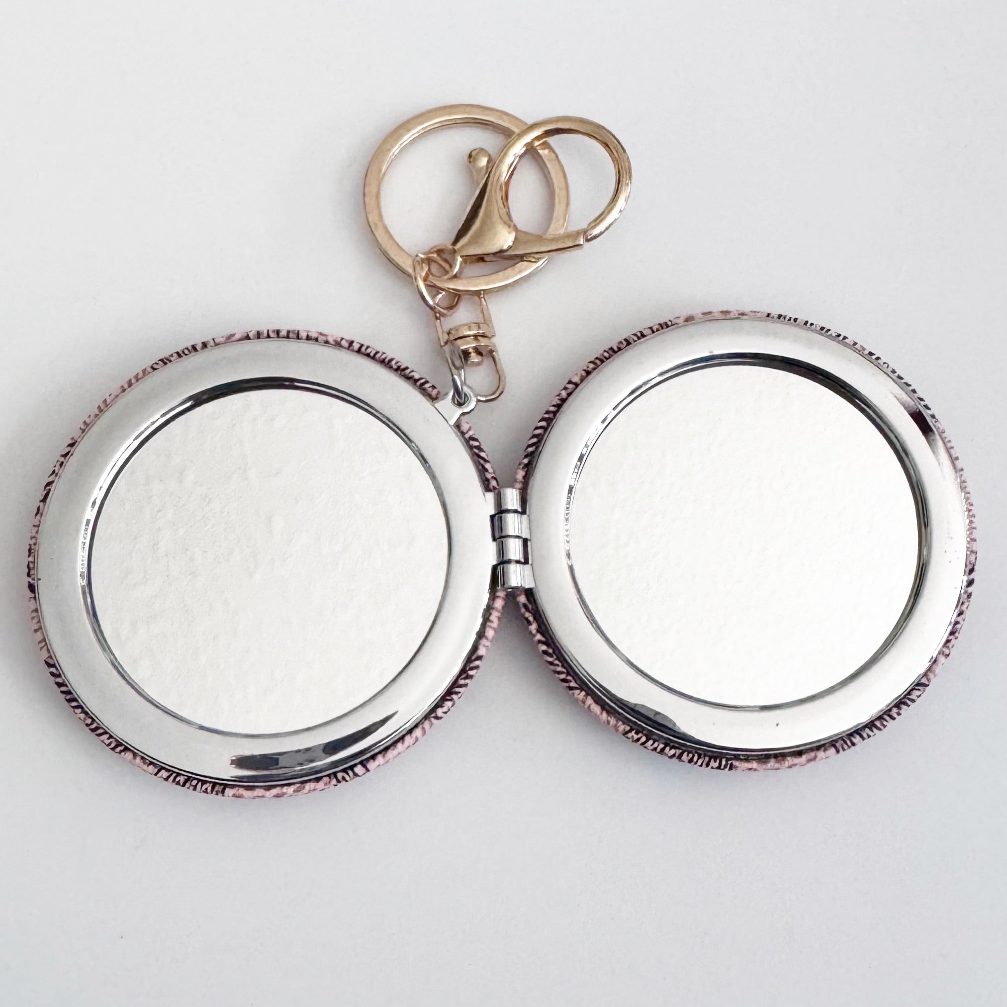 Pink Checkered Mirror Keychain