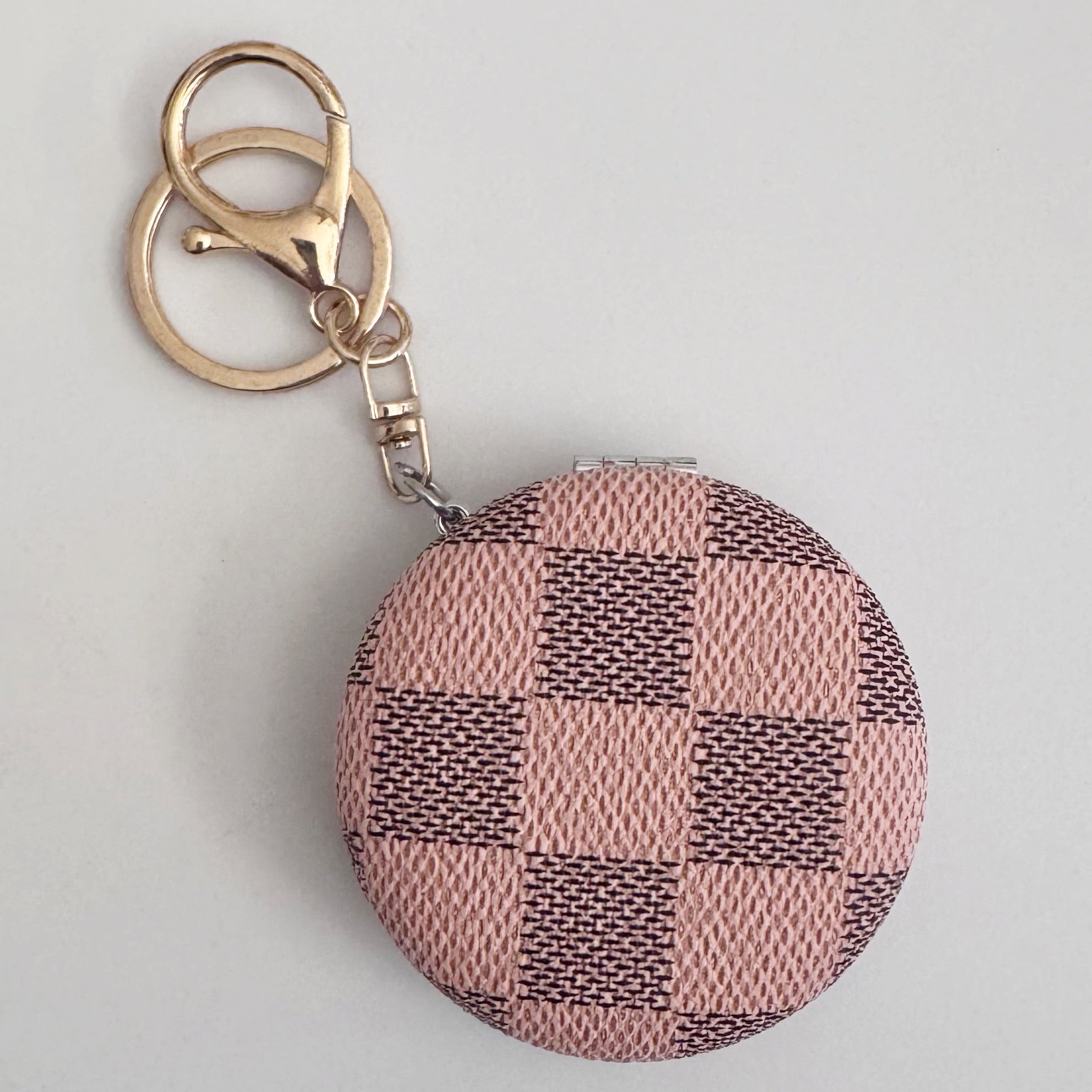 Pink Checkered Mirror Keychain
