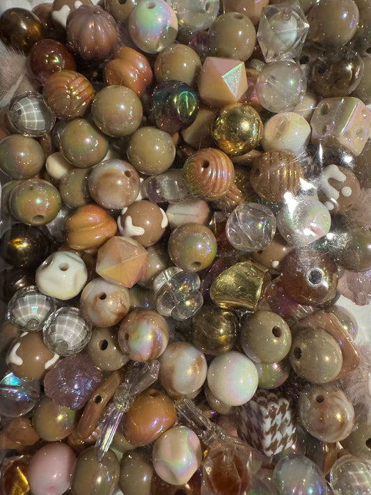 Brown and White Acrylic Bead Mix