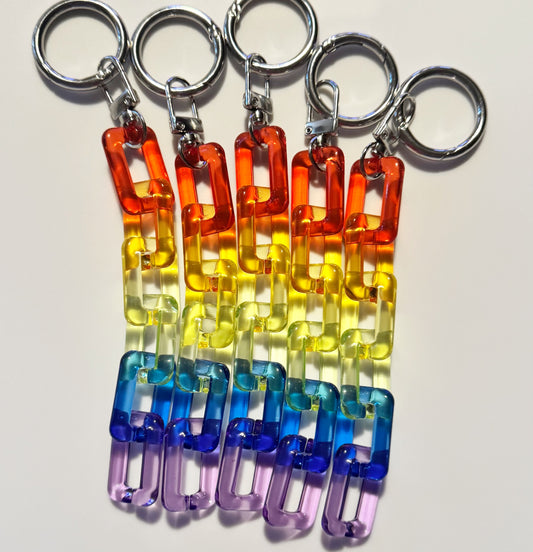Rainbow Square Link Acrylic Keychain