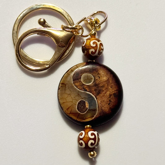 Yin Yang Agate Keychain