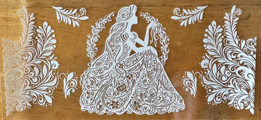 Rapunzel Outline - Black or White Ink - UVDTF 16oz Wrap