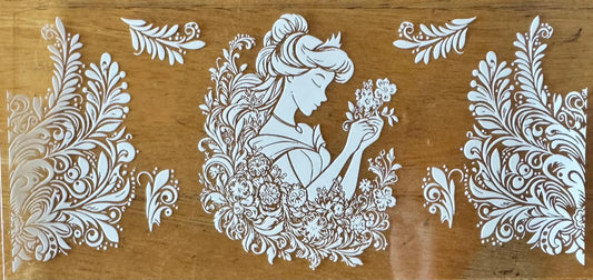 Sleeping Beauty Outline - Black or White Ink - UVDTF 16oz Wrap