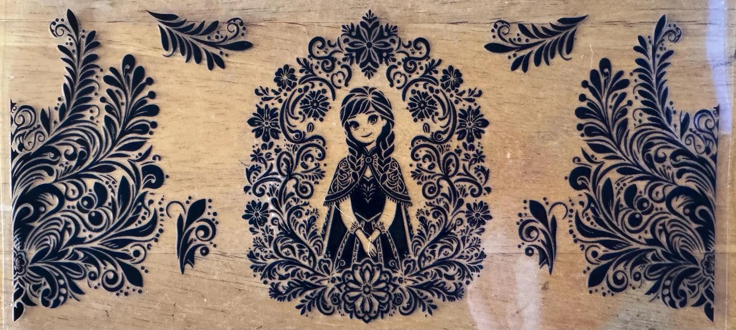 Anna Outline - Black or White Ink - UVDTF 16oz Wrap