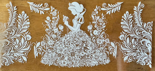 Snow White Outline - Black or White Ink - UVDTF 16oz Wrap
