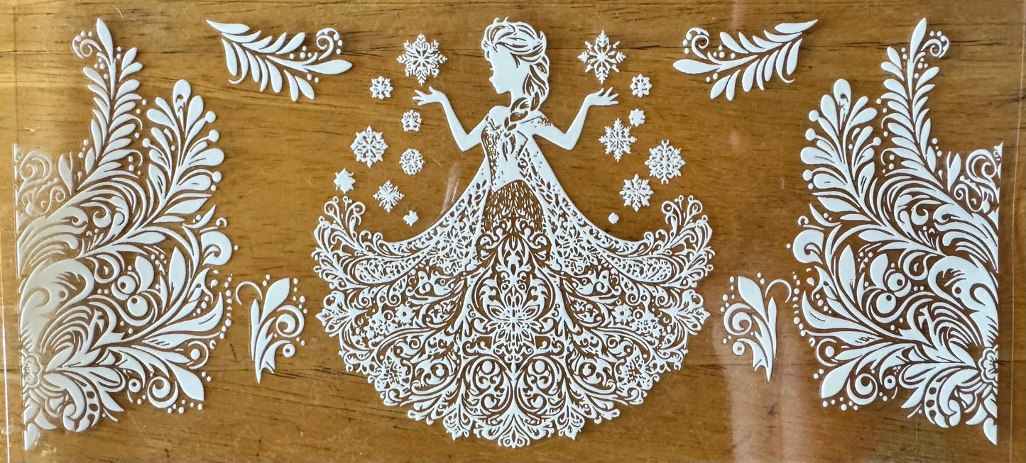 Elsa Outline - Black or White Ink - UVDTF 16oz Wrap