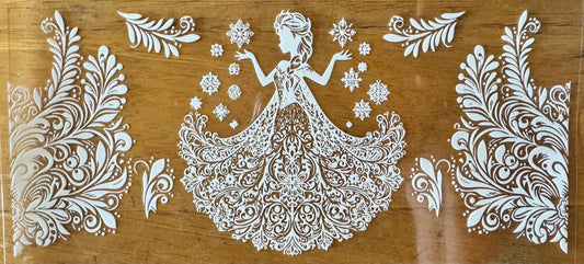 Elsa Outline - Black or White Ink - UVDTF 16oz Wrap
