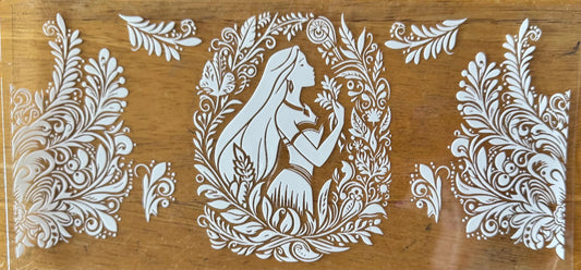Pocahontas Outline - Black or White Ink - UVDTF 16oz Wrap